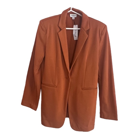 Terea by Andrea Pitter Women's Cropped French Adobe Terry Blazer Size Medium - Picture 6 of 10